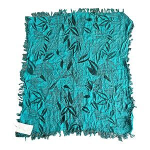 Vintage 80s Deadstock Jeffrey Lawrence For Lawrence Bentley Scarf Green Floral
